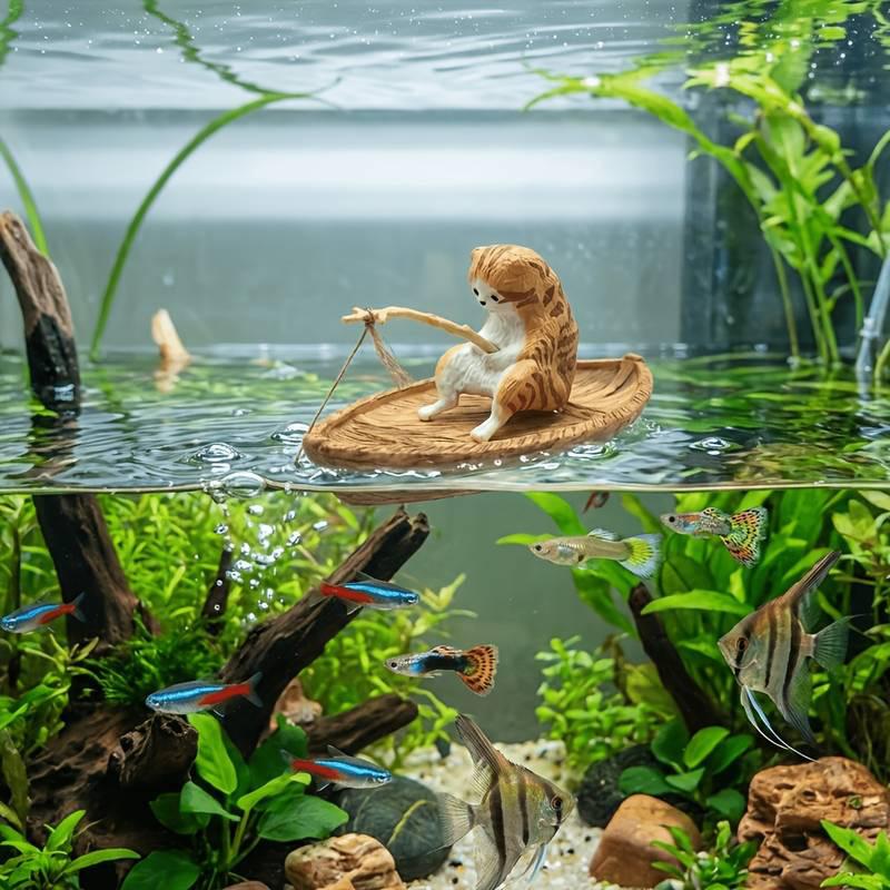 1개의 창의적인 레진 고양이 낚시 보트 어항 장식품으로 - Aquarium Marineland 리뷰 및 가격